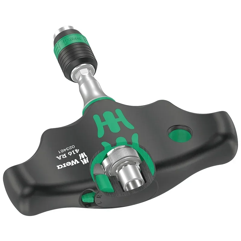 WERA NO.05023461001 416 RA T-Handle Bitholding Screwdriver with Ratchet Function and Rapidaptor Quick-Release Chuck 1/4