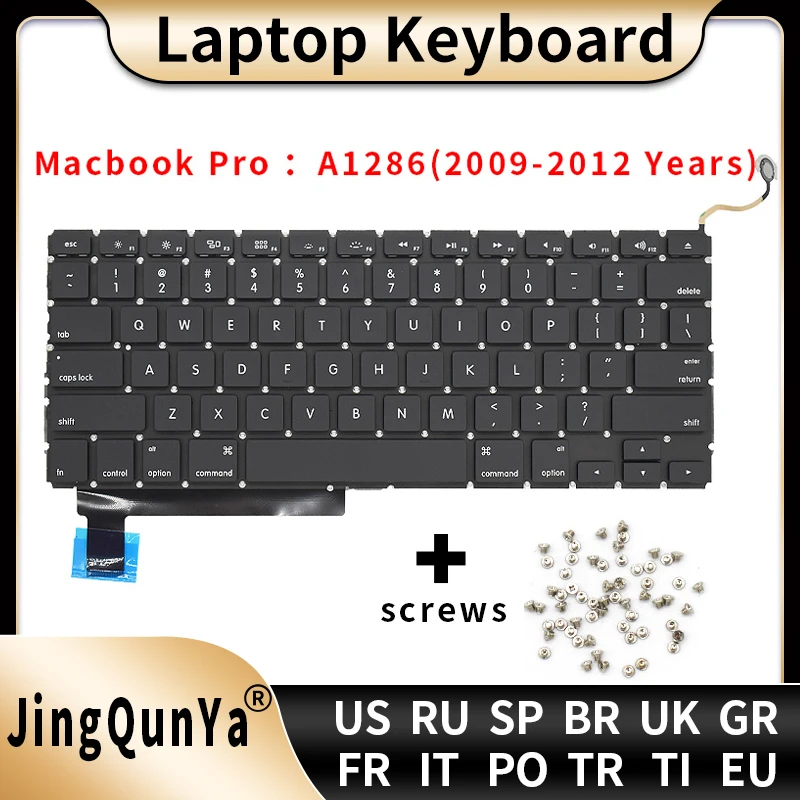 US/UK/RU/GR/FR/SP/BR/IT/PT/PO/TR/TI Layout Keyboard for Macbook Pro 15