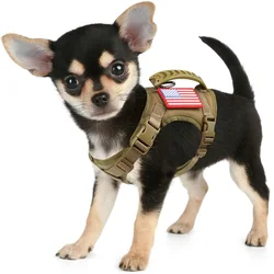 Tactical XS Dog Harness Adjustable k9 Military Puppy Vest for Outdoor Training Molle System Rubber Handle Easy to Control