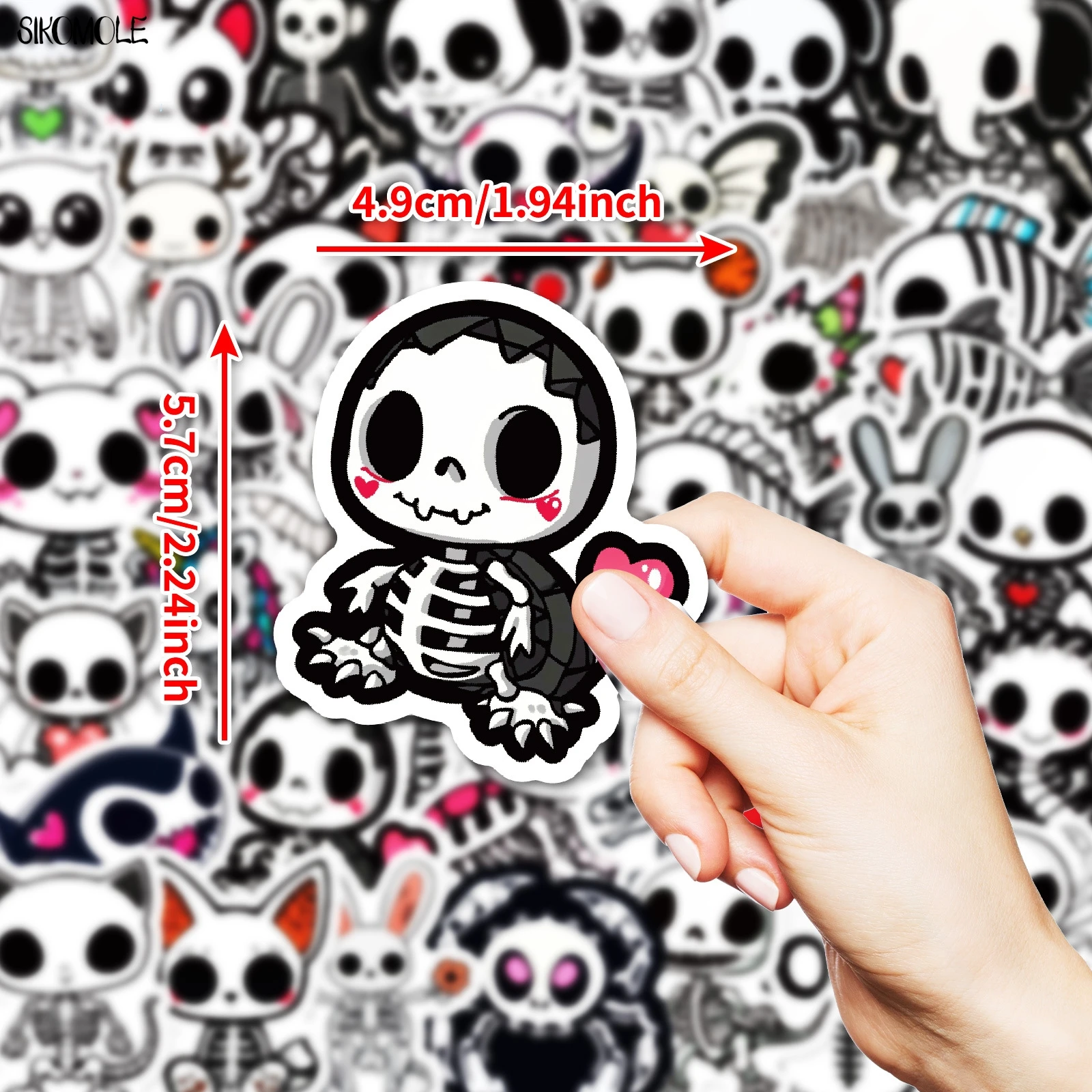 10/30/50 個かわいい漫画の動物スケルトン頭蓋骨落書きステッカー美的デカールラップトップ電話荷物スクラップブック車のステッカー