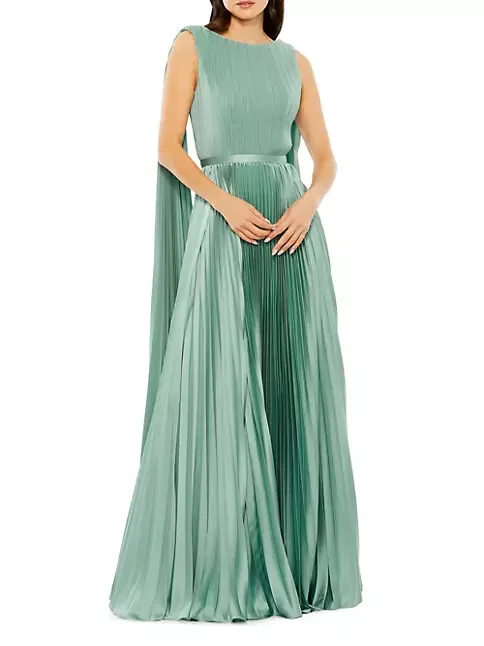 

Pleated Charmeuse Cape A-Line Gown Women Sexy Backless Maxi Long Bandage Dress 2024 Elegant Evening Party Dress فساتين سهرة