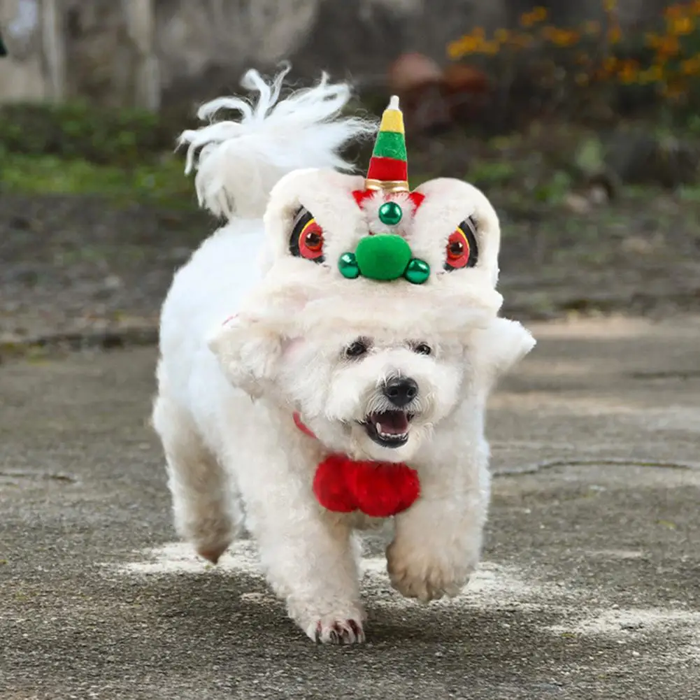 

Pet Headgear Cats Dogs Hat Lion-dance Costume Adorable Soft Chinese Style New Year Lion Cap Pet Headwear Pet Accessories