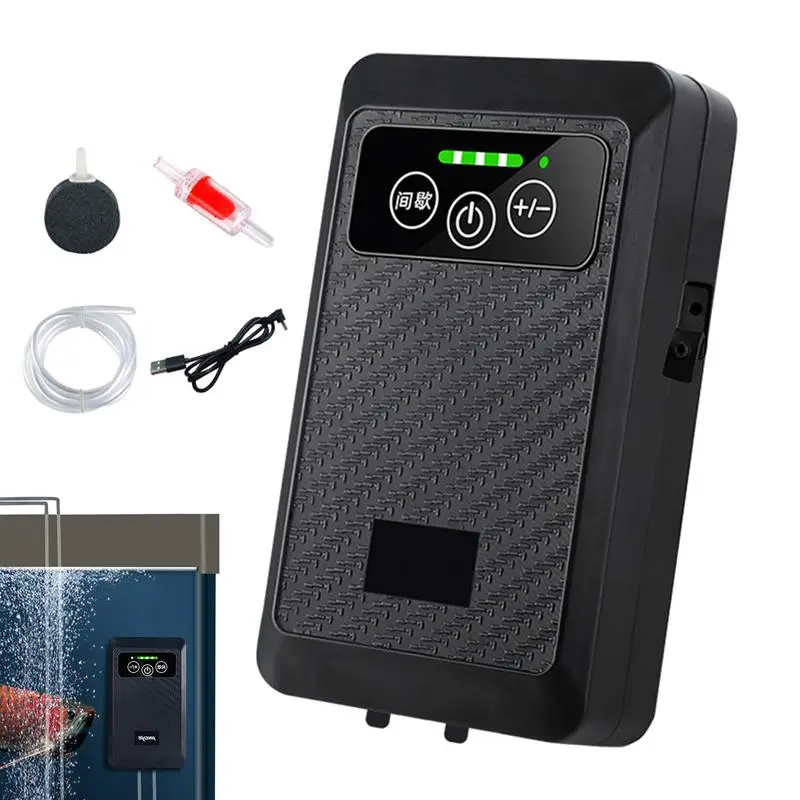 Rechargeable Air Pump Aquarium Oxygen Aerator Fish Tank Oxygenator Adjustable Quiet Air Pump Waterproof Silent Aquarium Oxygen