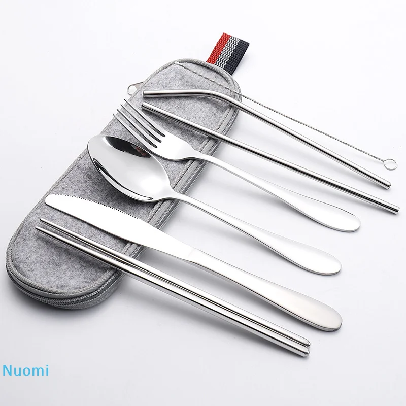 

【B】Cutlery Storage Bag Tableware Cloth Zipper Design Pouch Fork Spoon Chopsticks Office Camping Travel Utensil Carrying Case