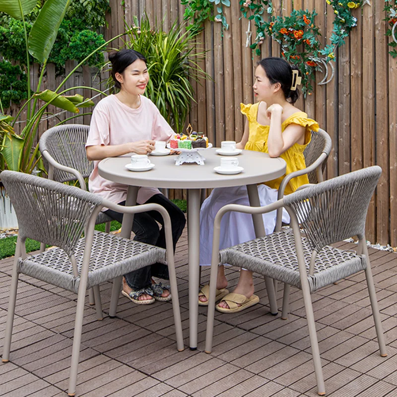 Top Selling Wholesale 4Pcs a lot Nordic Simple Modern Rattan Chair for Dining and Living Room Furniture Outdoor Garden Chairs