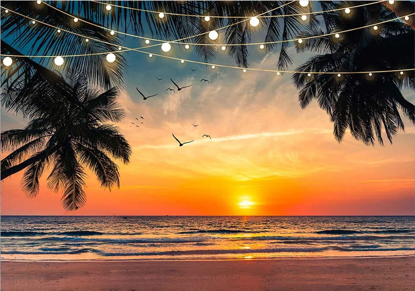 Sensfun شاطئ البحر غروب الشمس هاواي أشجار النخيل الاستوائية الخلفيات الخفيفة الكمبيوتر طباعة المناظر الطبيعية الخلابة التصوير خلفيات الاستوديو