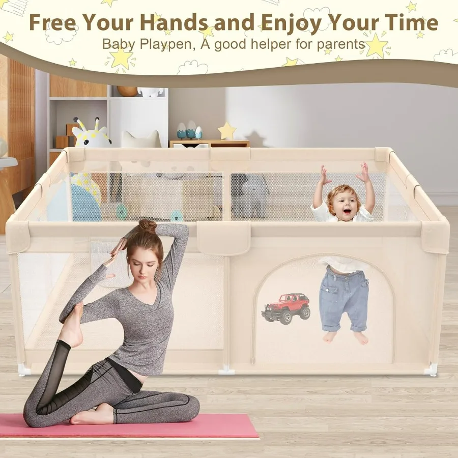 Box per bambini portatile da 50x50 pollici con morbida copertura in rete traspirante per uso interno ed esterno Area di gioco sicura e versatile per