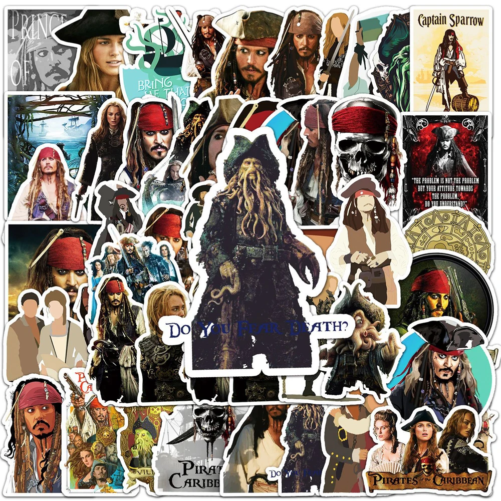 10/30/50PCS Disney Movie Pirates of the Caribbean Stickers Kids Children DIY Motorcycle Luggage Skateboard Laptop Kids Sticker