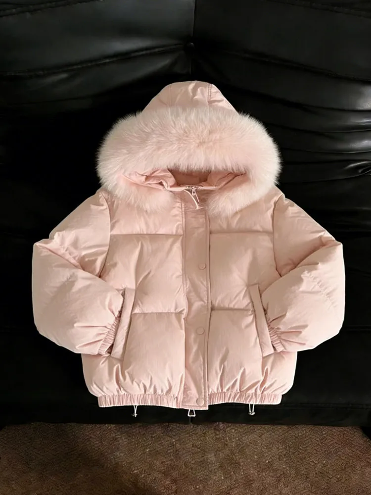 

Корейская розовая утепленная куртка-пуховик с капюшоном для женщин, очень милая, объемная, весна 2024