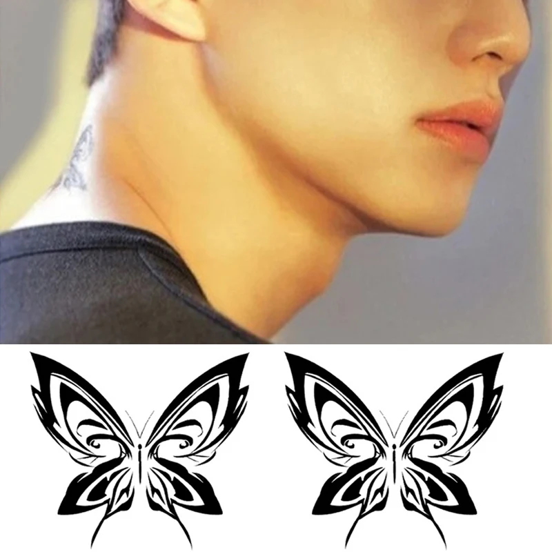 2/5/10 Pcs Lasting Butterfly Fake Tattoo For Woman Man Neck Art Tattoo Sticker Herbal Temporary Tattoos Waterproof Tatuajes