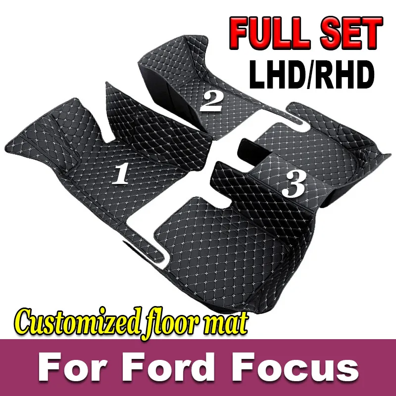 For Ford Focus Mk2 Mk2.5 2005~2015 Car Floor Mats Rugs Panel Footpads Anti-Slip Carpet Cover Cape Foot Pads Sticker Accessories