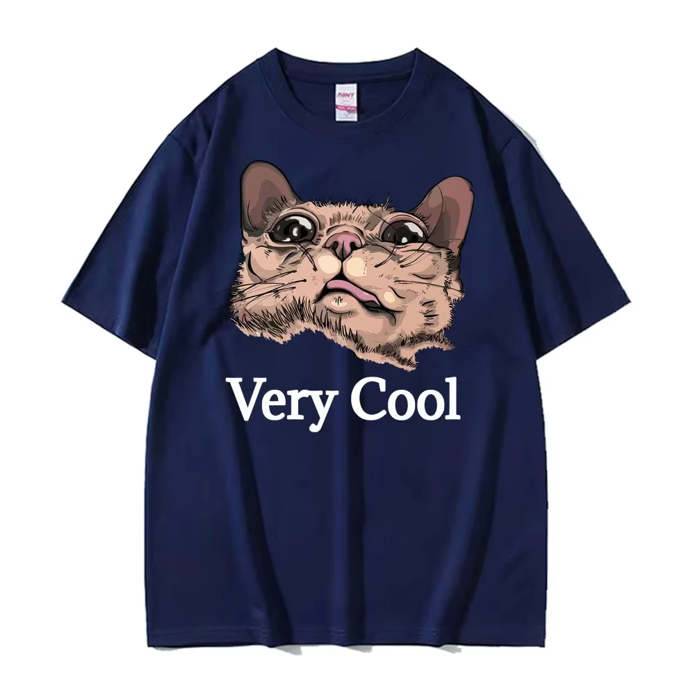 Gumbus Very Cool T-Shirt for Men Women Elastic Casual Short Sleeve Tshirt Cotton Printed Cute Cat T Shirt Oversized Streetwear