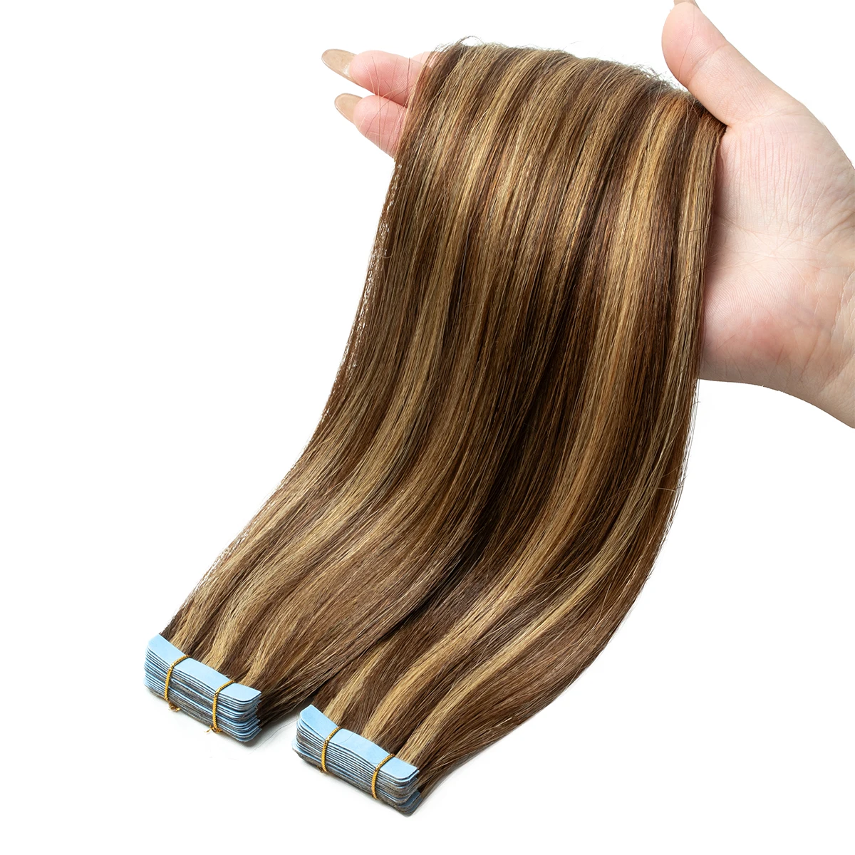 ライトヤキストレートテープインヘアエクステンション人毛レミーテープイン12-24インチ20個/パックヤキP4-27テープオンヘアバンドル
