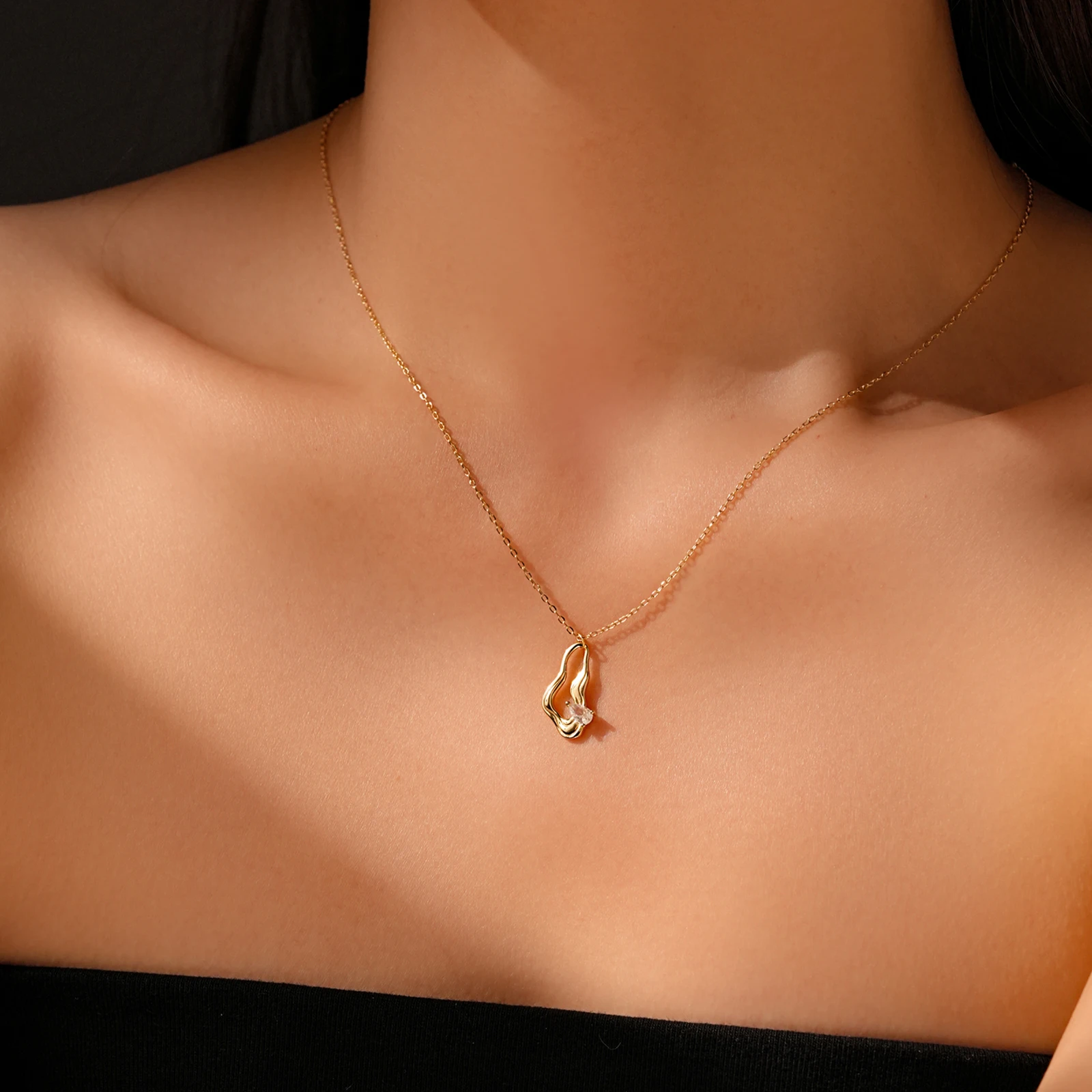 VEWANT Women 925 Sterling Silver Irregular Pendant Pear Shape Zircon CZ Necklace 2025 New Dainty Anniversary Fine Jewelry Gift