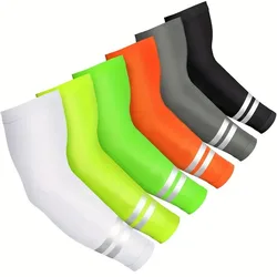 2Pcs Summer Outdoor Sun Protection Arm Sleeves Quick-drying Breathable Night Running Cycling Reflective Ice Silk Sleeves