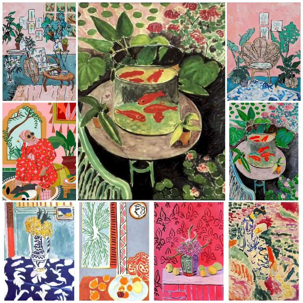 quebra-cabeca-estilo-matisse-natureza-morta-tropical-figuras-fauvistas-de-plantas-peixes-dourados-e-flores-para-decoracao-de-parede-e-brinquedo-classico-de-entretenimento