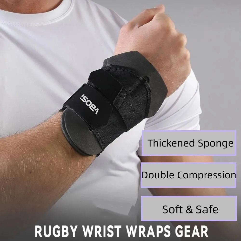 Muñequera de fútbol de Rugby de esponja gruesa, muñequeras de fútbol americano fijas de doble compresión, soporte de protección, 1 par
