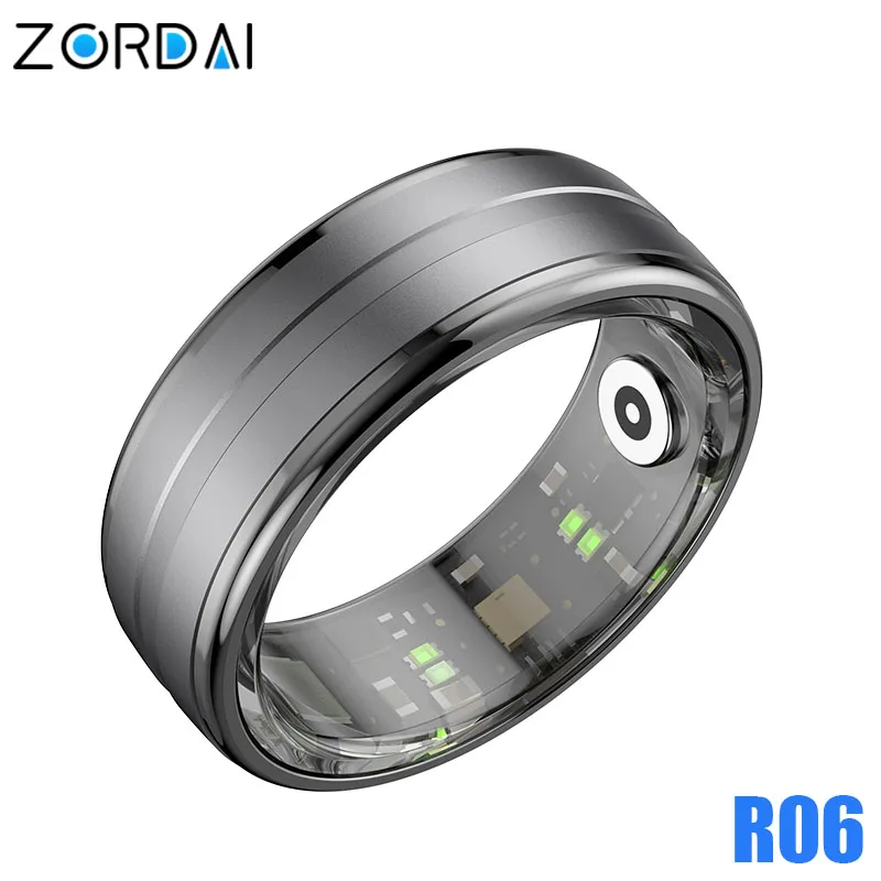 Zordai R06 nuevo anillo inteligente de acero inoxidable anillo portátil inteligente para hombres mujeres Monitor de ritmo cardíaco y oxígeno en sangre IP68 impermeable 5ATM