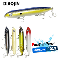 Walking Fishing Lure 126mm 26g Saltwater Super Spook Pencil Lure Walk the dog Topwater Wobbler With Treble Hooks Fish Baits