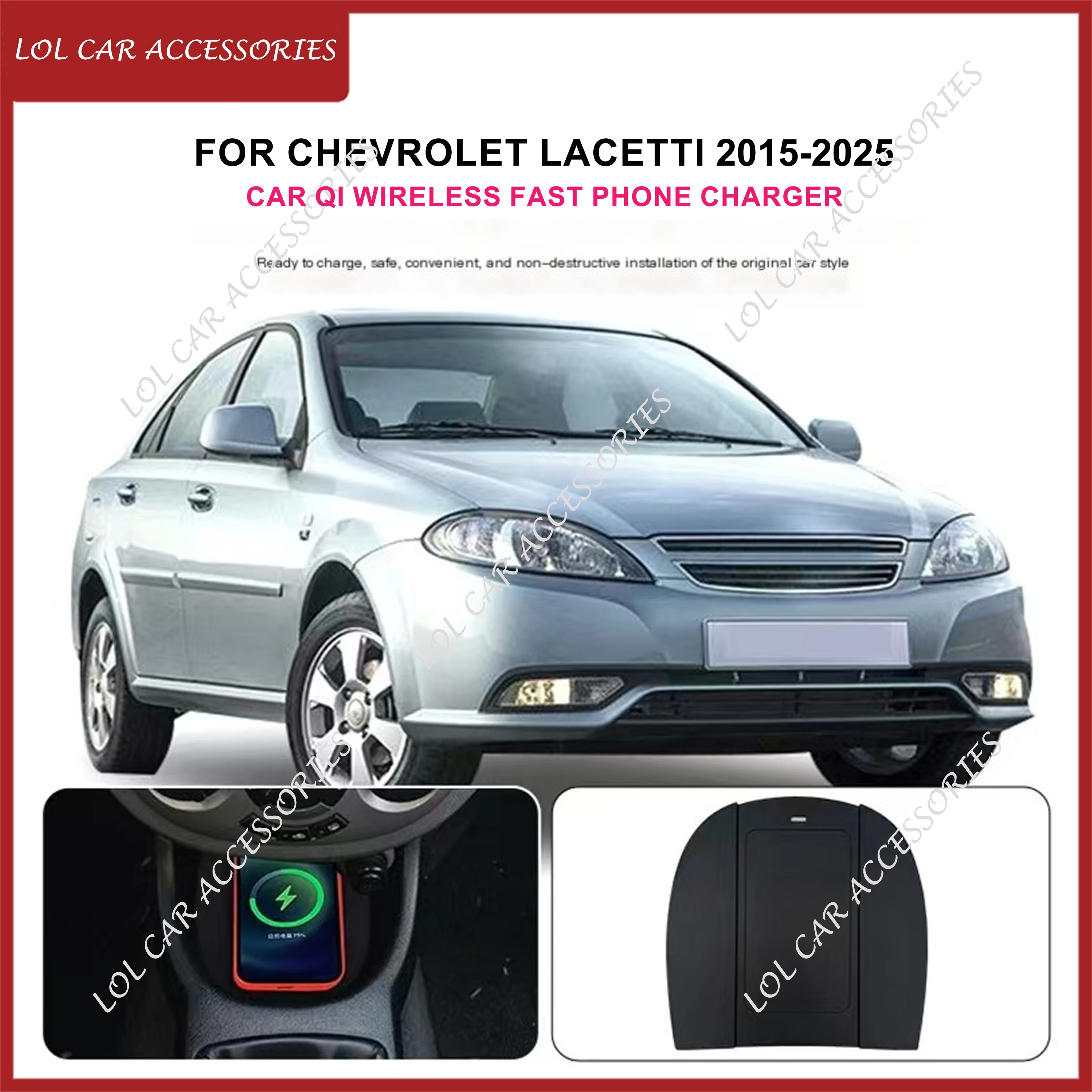 

For Chevrolet Lacetti 2015-2025 15W Car QI Wireless Charging Panel Fast Phone Charger Plate Holder