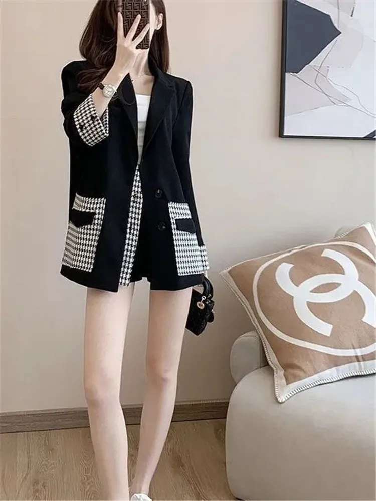 Blazer mantel wanita, mantel kualitas tinggi longgar gaya Korea jaket lengan panjang pakaian mewah dalam promosi pakaian luar