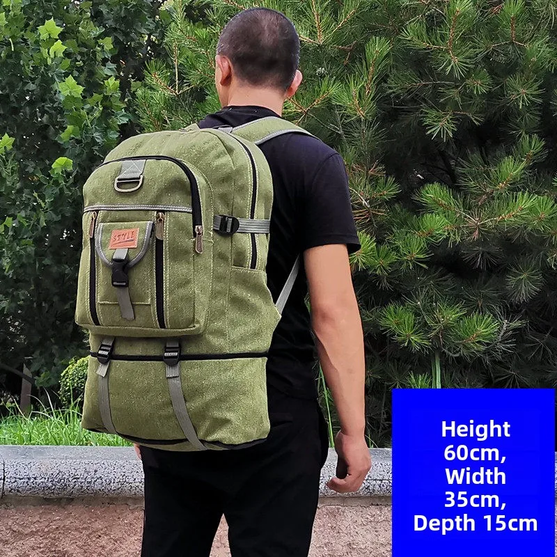 New 100L Extra Large Capacity Thickened Canvas Backpack Double Shoulder Bag for Men And Women Outdoor Travel Bag Retro Artist...