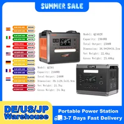 SOLARPLAY Q2501 Q2402M Portable Power Station 2160WH 2304WH LiFePO4 Battery with 2400W/2500W (4800W Peak) Solar Generator