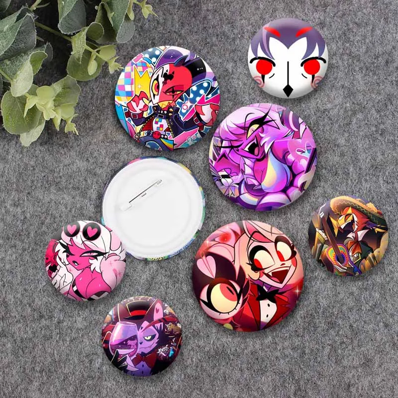 H-Helluva-A Boss Tinplate Brooch Loona Stolas Blitzo Millie Cartoon Badge Handmade Lapel Pins for Backpack Clothes Decor Jewelry