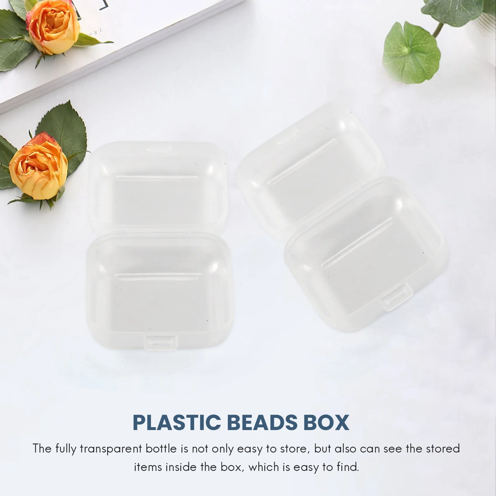 24Pcs Small Clear Plastic Beads Storage Containers Box with Hinged Lid for Storage of Small Items Crafts Hardware