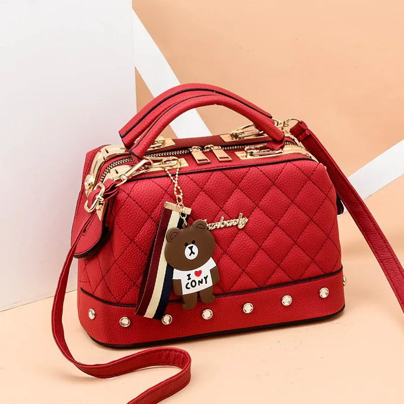 

2023 New Fashion Sweet and Cute Bear Pendant Women's Bag Ling Ge Small Incense Wind Portable Small Bag One Shoulder Bag Female