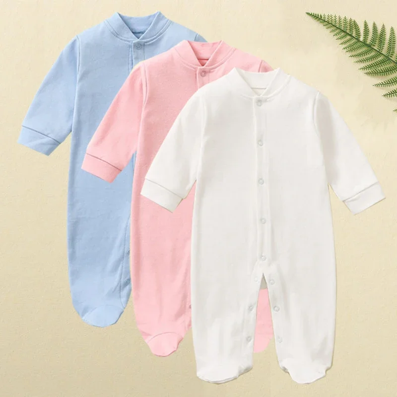 

3pcs Newborn Baby Clothes Baby Rompers Boy Sleepsuits Girl Jumpsuits Sleepwear One-pieces Grows Growings Footies White Blue Pink