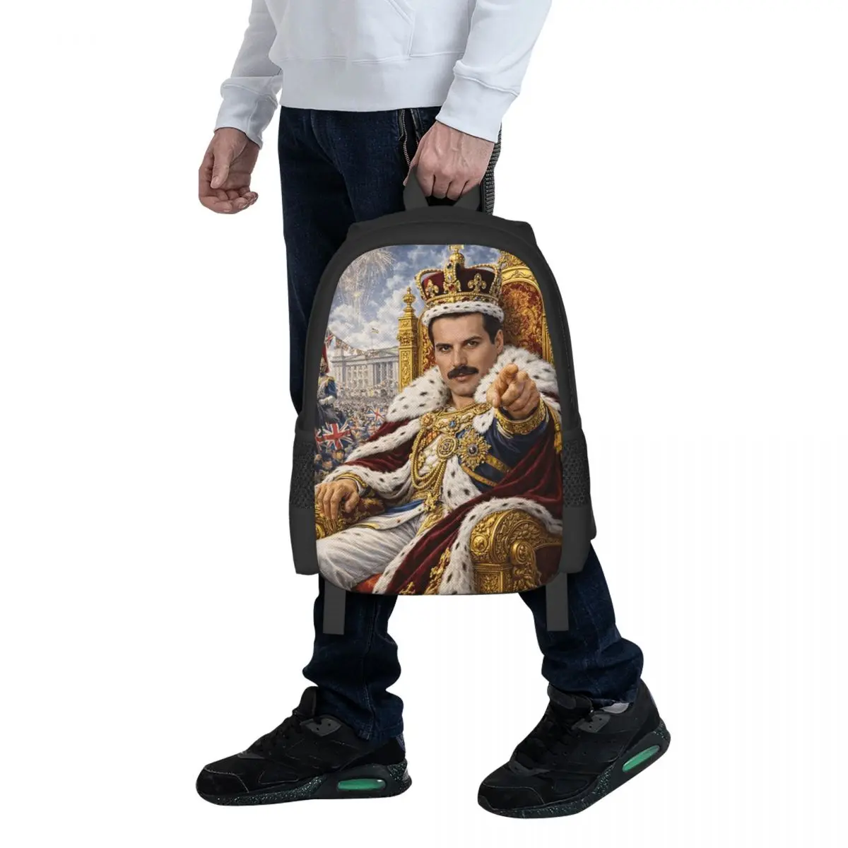 Queen Freddy Mercury In England Student Backpack School Bag Hiking Travel Daypack for Boys Girls Fashion Bookbag Shoulder Bags
