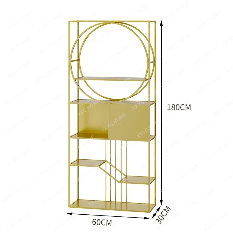 

JJYh Light Luxury Vertical Wrought Iron Shelf Floor-to-ceiling Living Room Multi-layer Bookcase Storage Display Rack