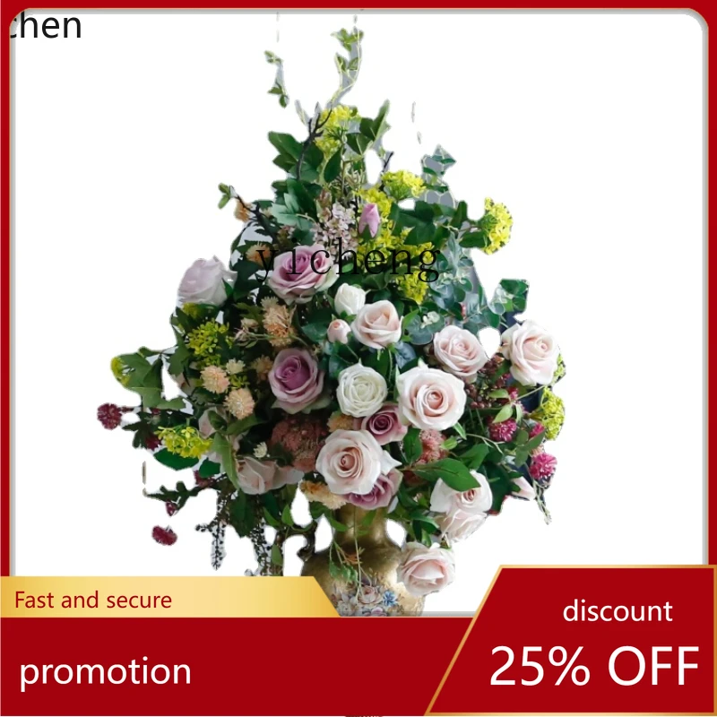 

ZMLLight Luxury High-End Artificial Flower Hotel Living Room Table Flower Decoration Home Side Cabinet Hallway Decoration