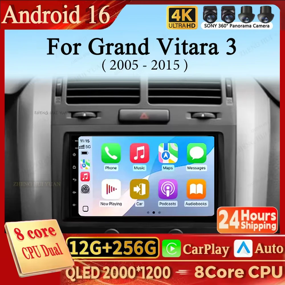 Android 16 Carplay 7 inch For Suzuki Grand Vitara 3 2005 2006 - 2015 Car Radio Multimedia Video Player Navigation GPS Head Unit