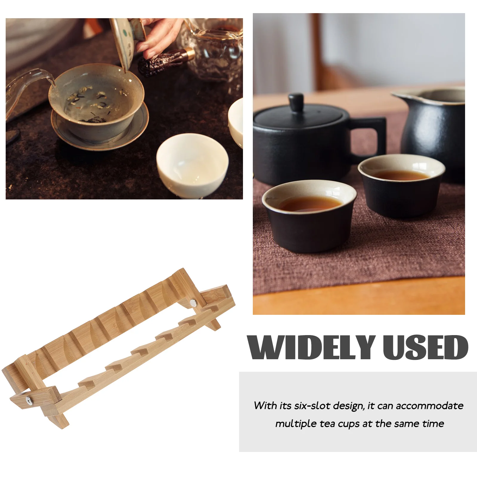 

Bamboo Folding Cup Holder Coffee Rack Teacup Shelf Drying Shelves Organizer Cups Stand Organizers Display