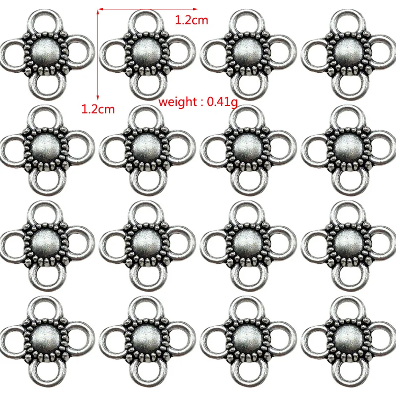 30pcs Connector Charms Popular Flower DIY Jewelry Findings Making For Wholesale Zinc Alloy Accessories Antique Silver Gold Color