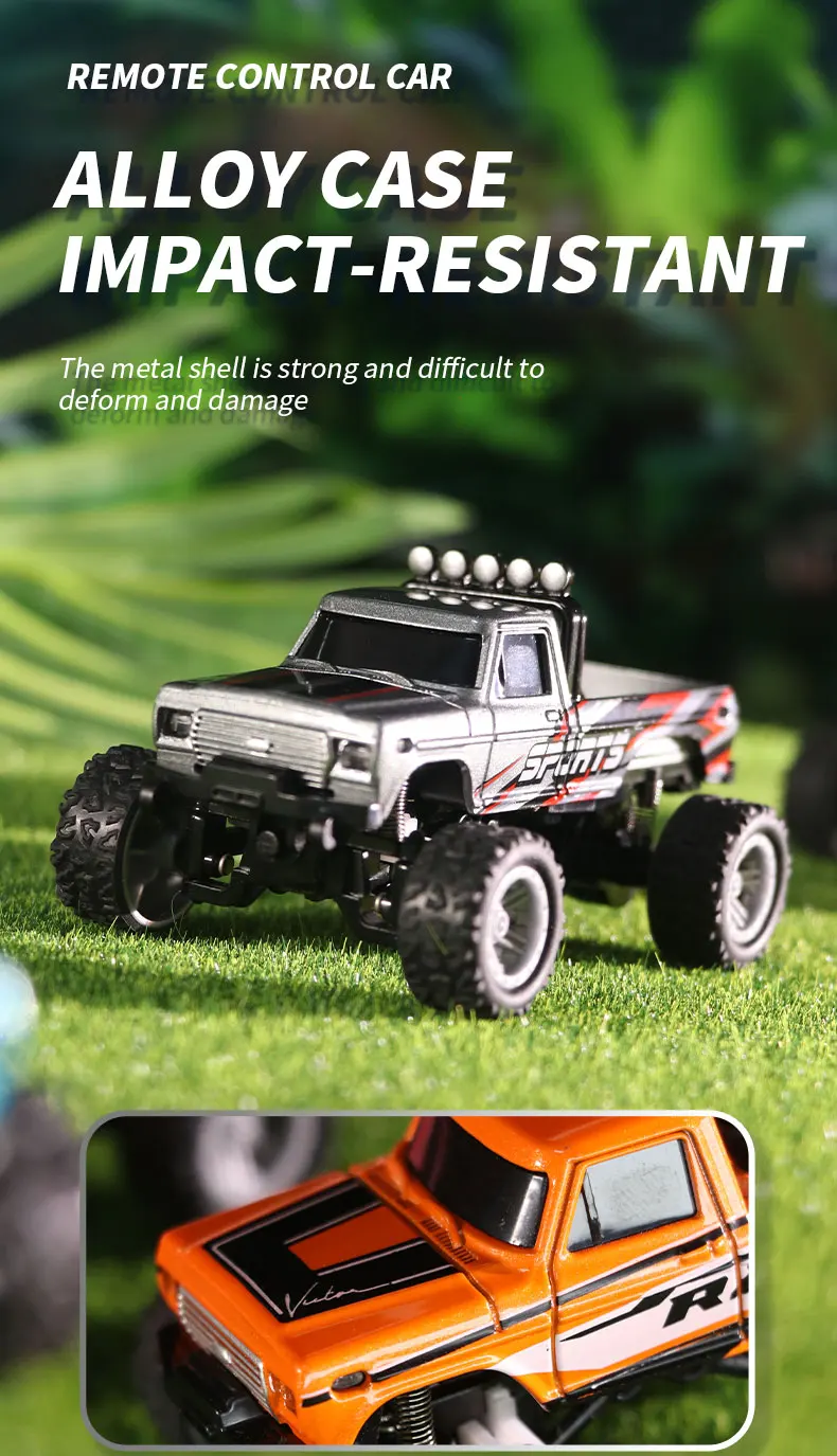 1/64 RC Car 2.4G Remote Control Mini Speed Off-road Climbing Car Alloy Desktop Vehicle with LED Light Toy for Kids Small Gifts