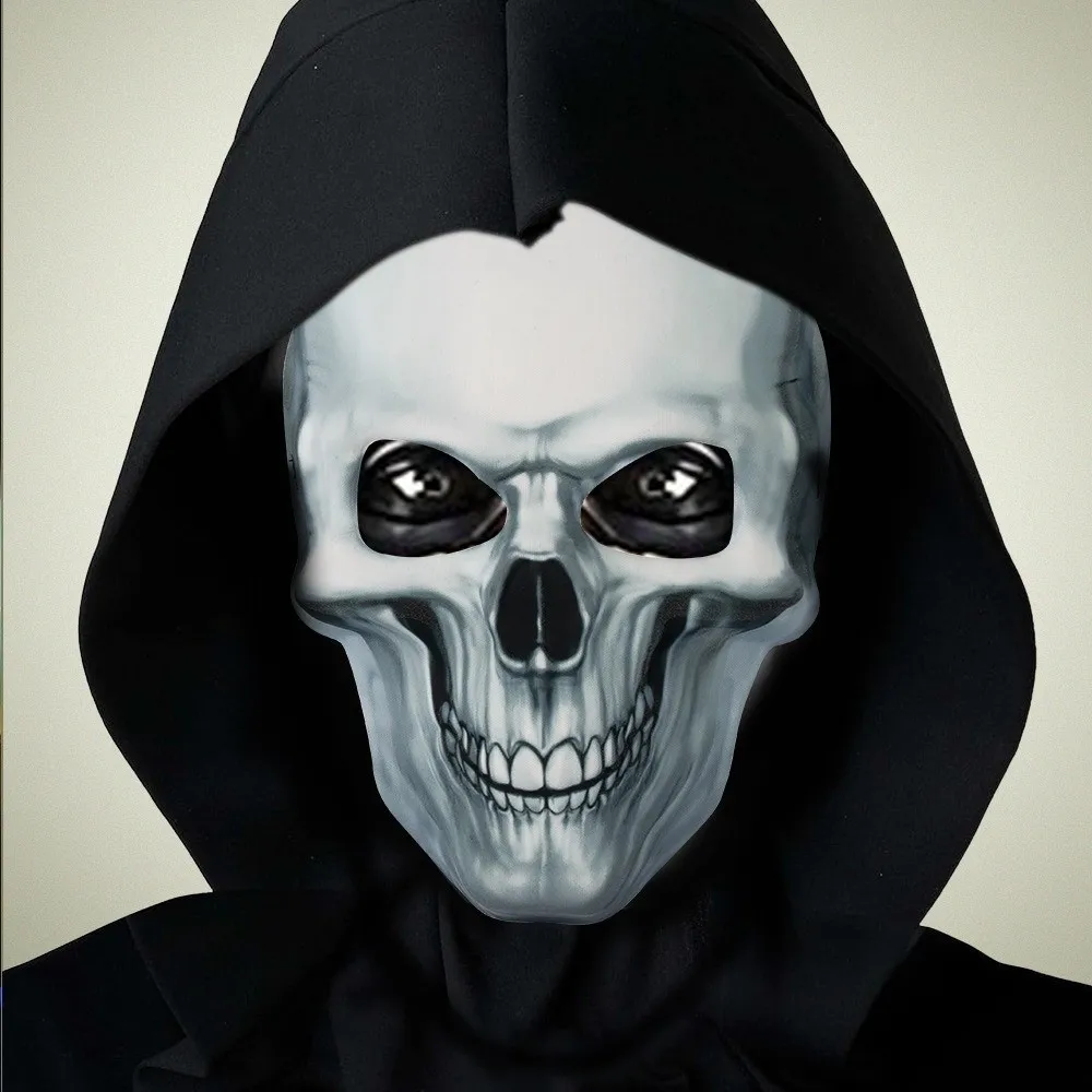 

Full Face Halloween Skeleton Mask Spooky Funny Scary Skull Headgear Easy To Wear Luminous Party Cosplay Mask