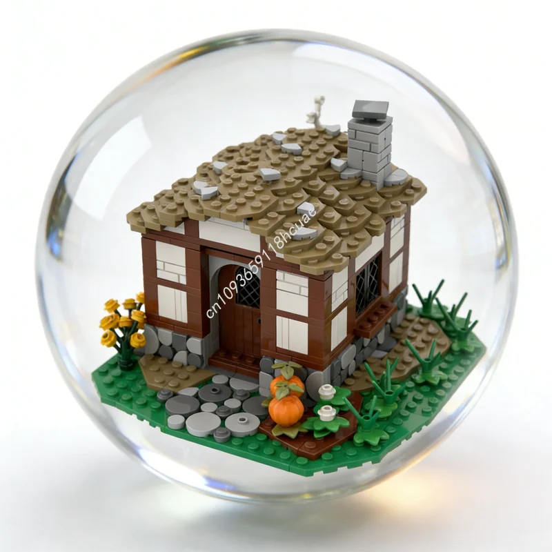 

555 деталей MOC: Уютный средневековый замок-хижина, конструктор, развивающая игрушка для сборки, идея для творчества, рождественский подарок, обучающий набор