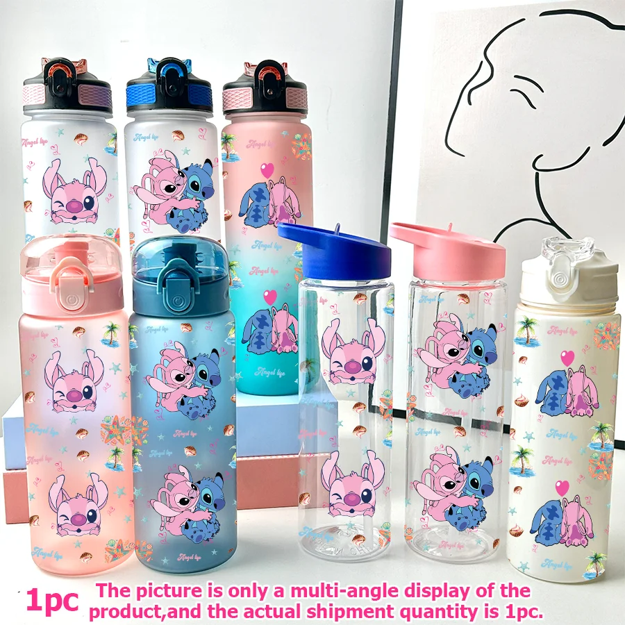 1 pezzo Disney Stitch, stampa bicolore 23-32 once bottiglia d'acqua multi-plastica tazza d'acqua sportiva portatile regalo di compleanno