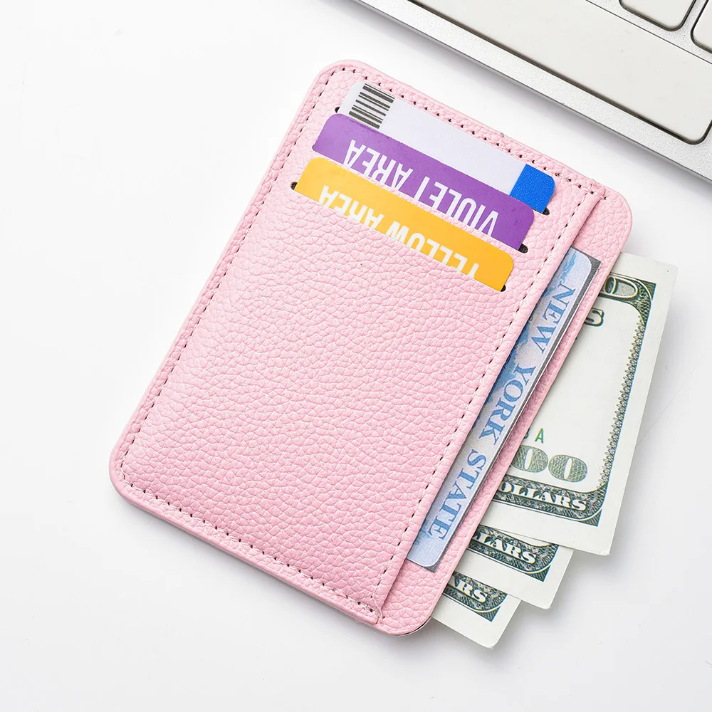 1pcs Women's Short Ultra Thin Mini Fashion Bank Card Credit Card Holder Wallet Simple PU Leather Card Holder