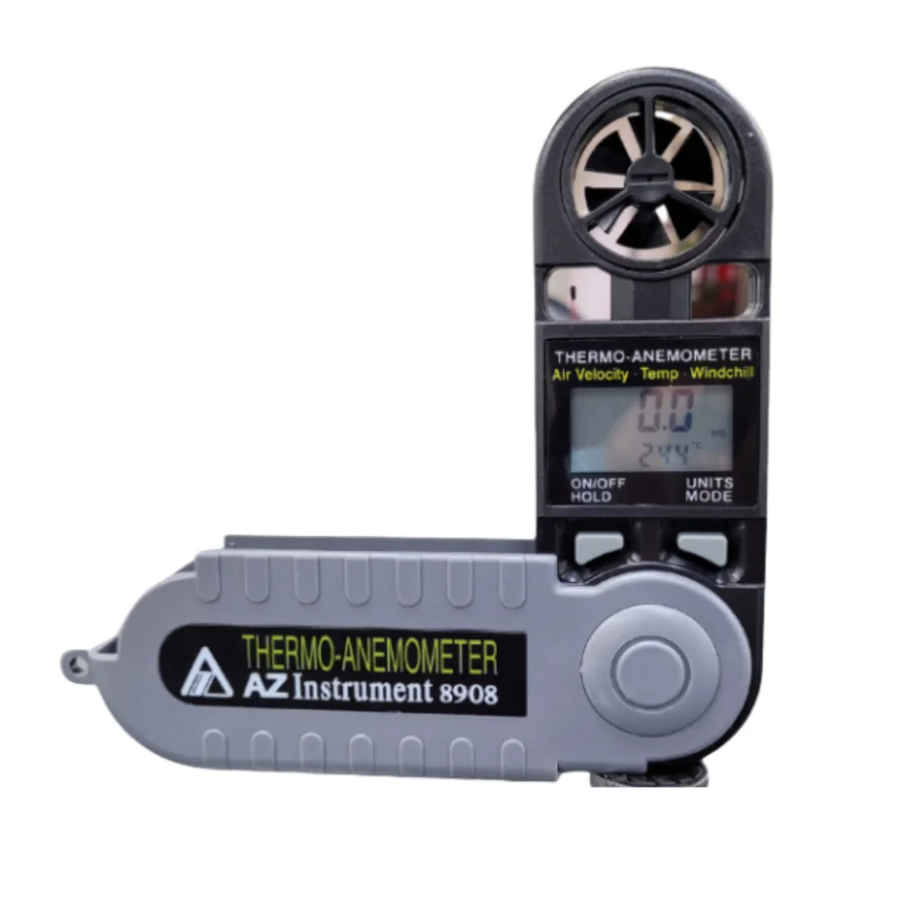 AZ8908 folding digital anemometer air flow meter temperature wind chill index wind speed outdoor wind speed monitor IP65 waterpr