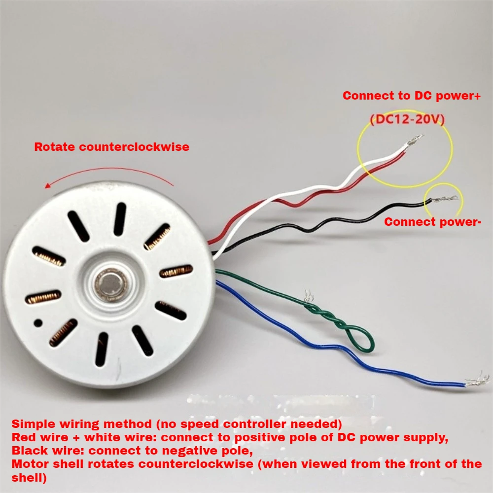 External Rotor Brushless Motor with 9cm Cable DC12-20V Speed Regulation Forward and Reverse Rotation 4038RP