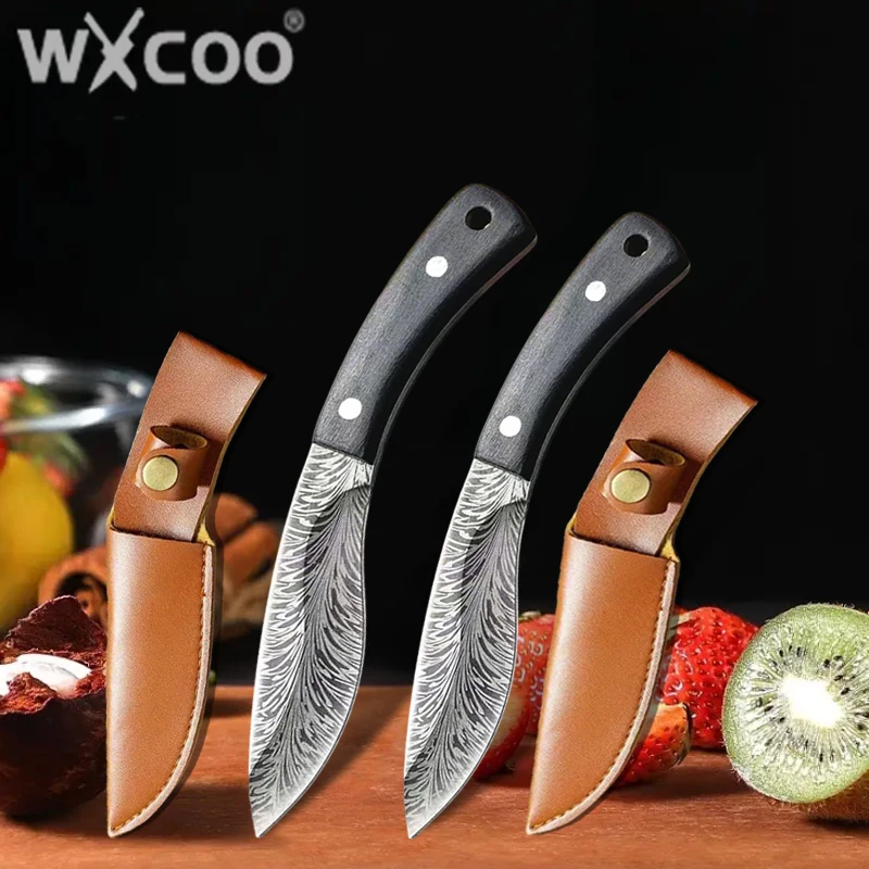 WXCOO Küchenmesser aus Edelstahl, zum Schneiden von Fleisch, Grillmesser, handgeschmiedetes Metzgermesser mit Scheide, Küchenzubehör
