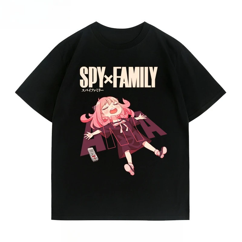

Spy Playhouse Anime Theater Edition Ania Peripheral Short Sleeve Cotton Men's and Women's Casual Top T-Shirts Summer Versatile