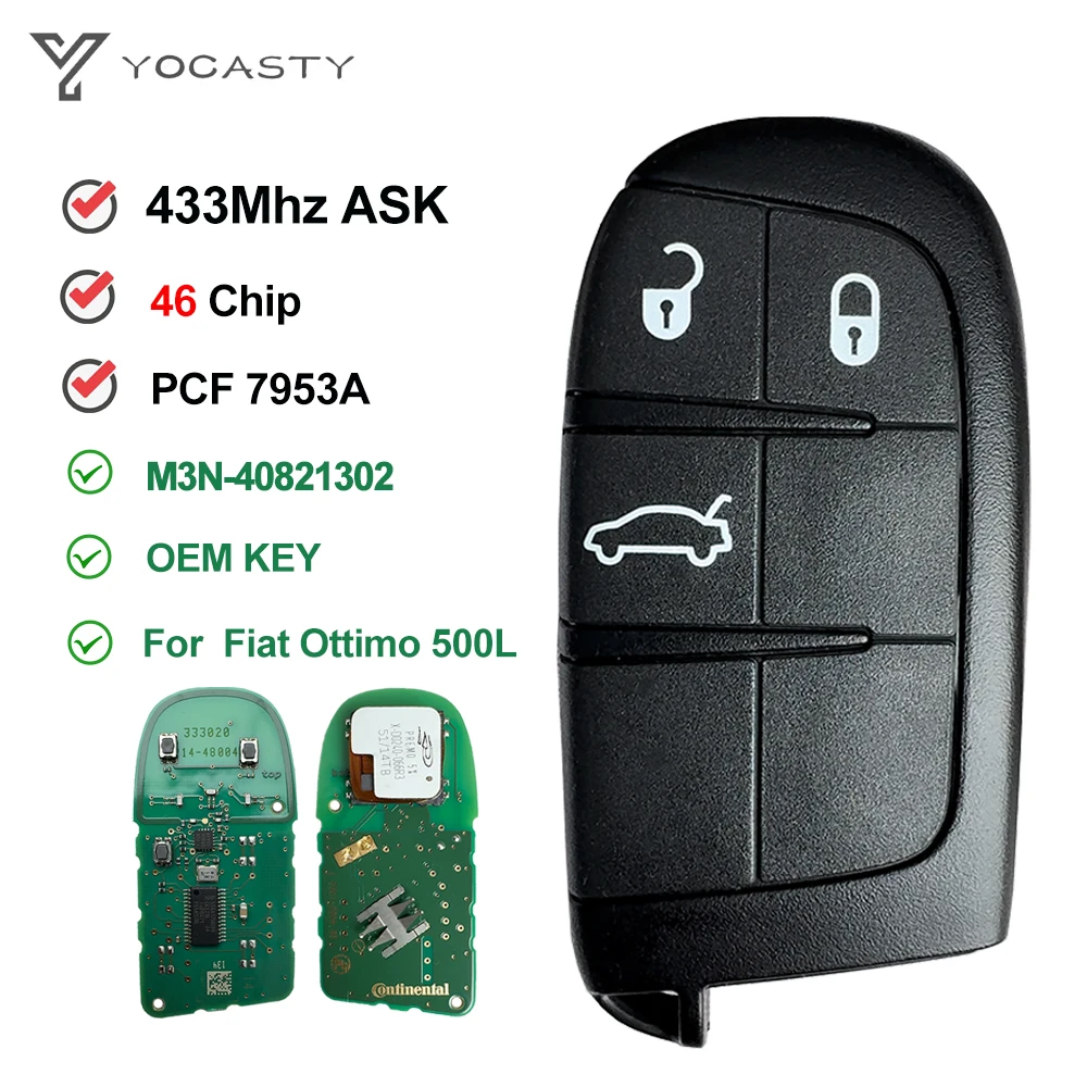 YOCASTY FCC: M3N-40821302 Original Auto Smart Car Key Fob For Fiat Ottimo 500L European Fiat Freemont 3 Button 433MHz 46Chip