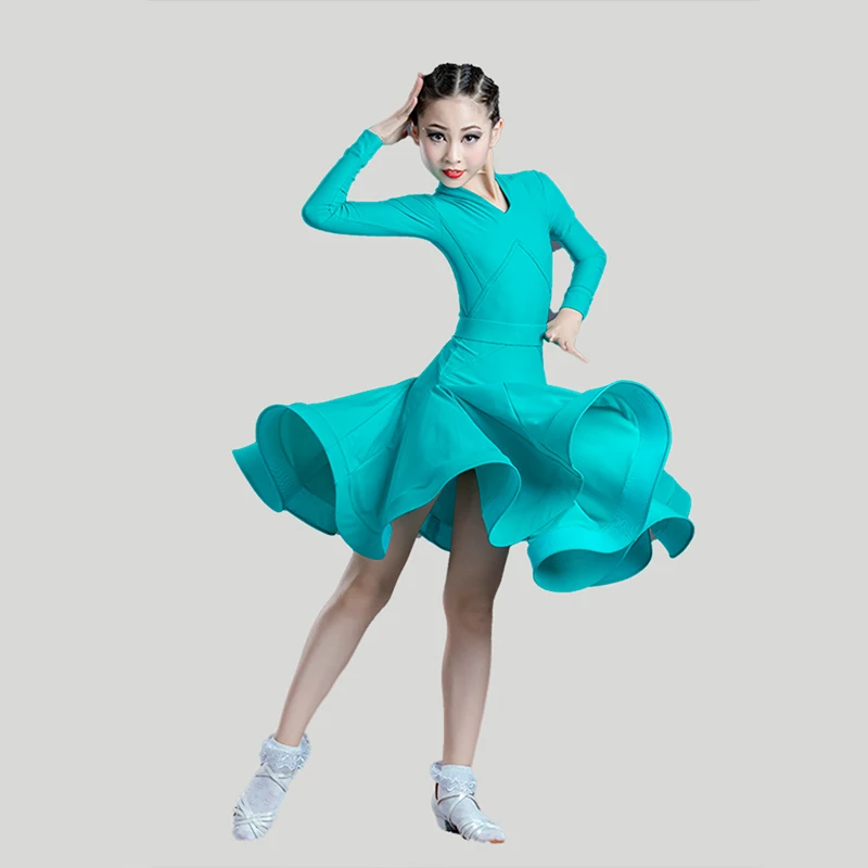 2024 New Childrens Latin Dance Costume Girl High-end Ballroom Danceing Competition Performance Clothes Dancer Practice Set XH968