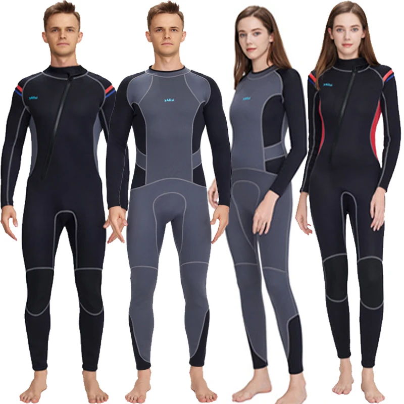 

New 3MM Neoprene Wetsuit Men Women Swimsuit Scuba Spearfishing Snorkeling Surfing One Piece Set Winter Thermal Diving Suit