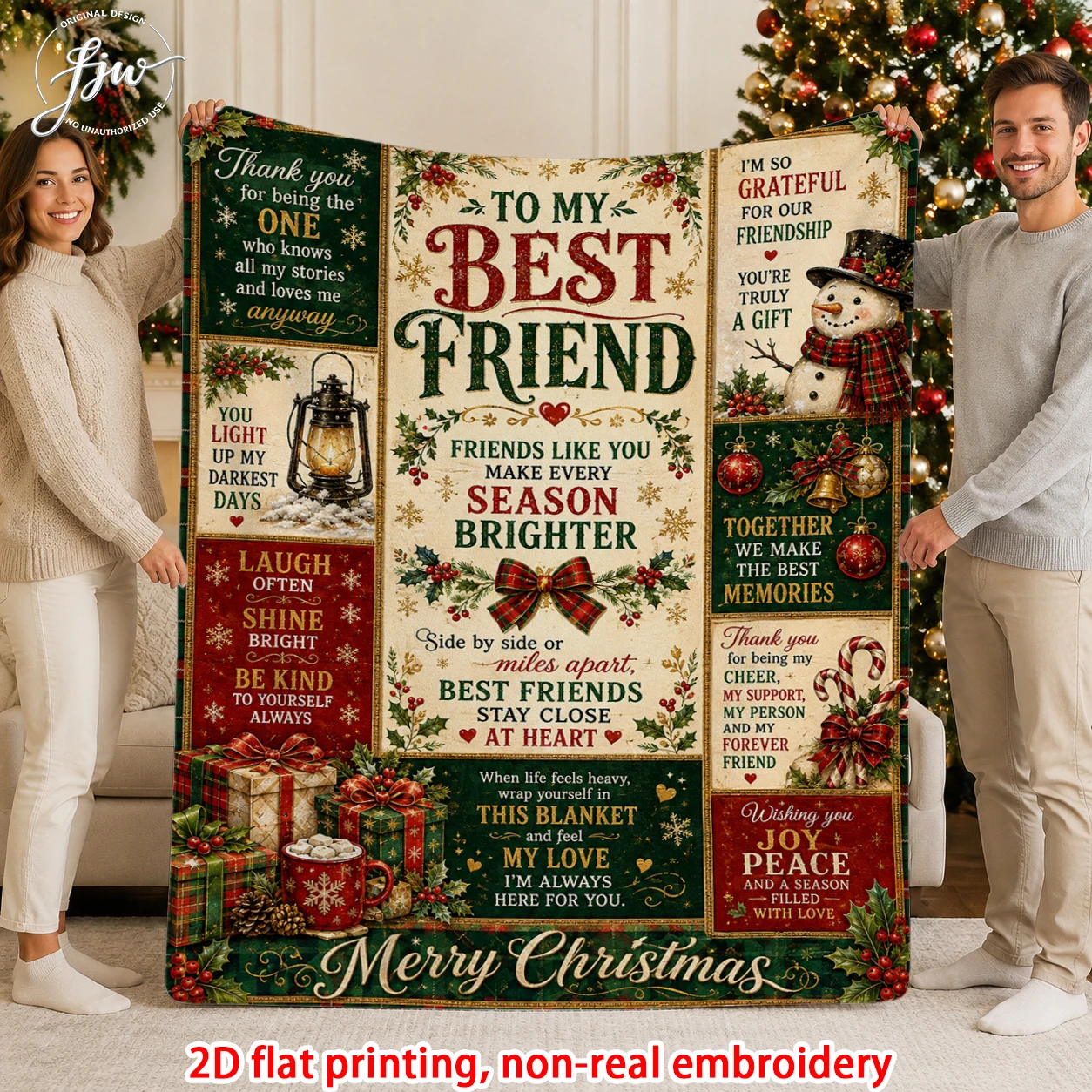 1pc Christmas Warm Throw Blanket for Best Friend/Daughter/Mom/Son/Sister, Vintage Holiday Flannel Blanket for Home Couch Bed